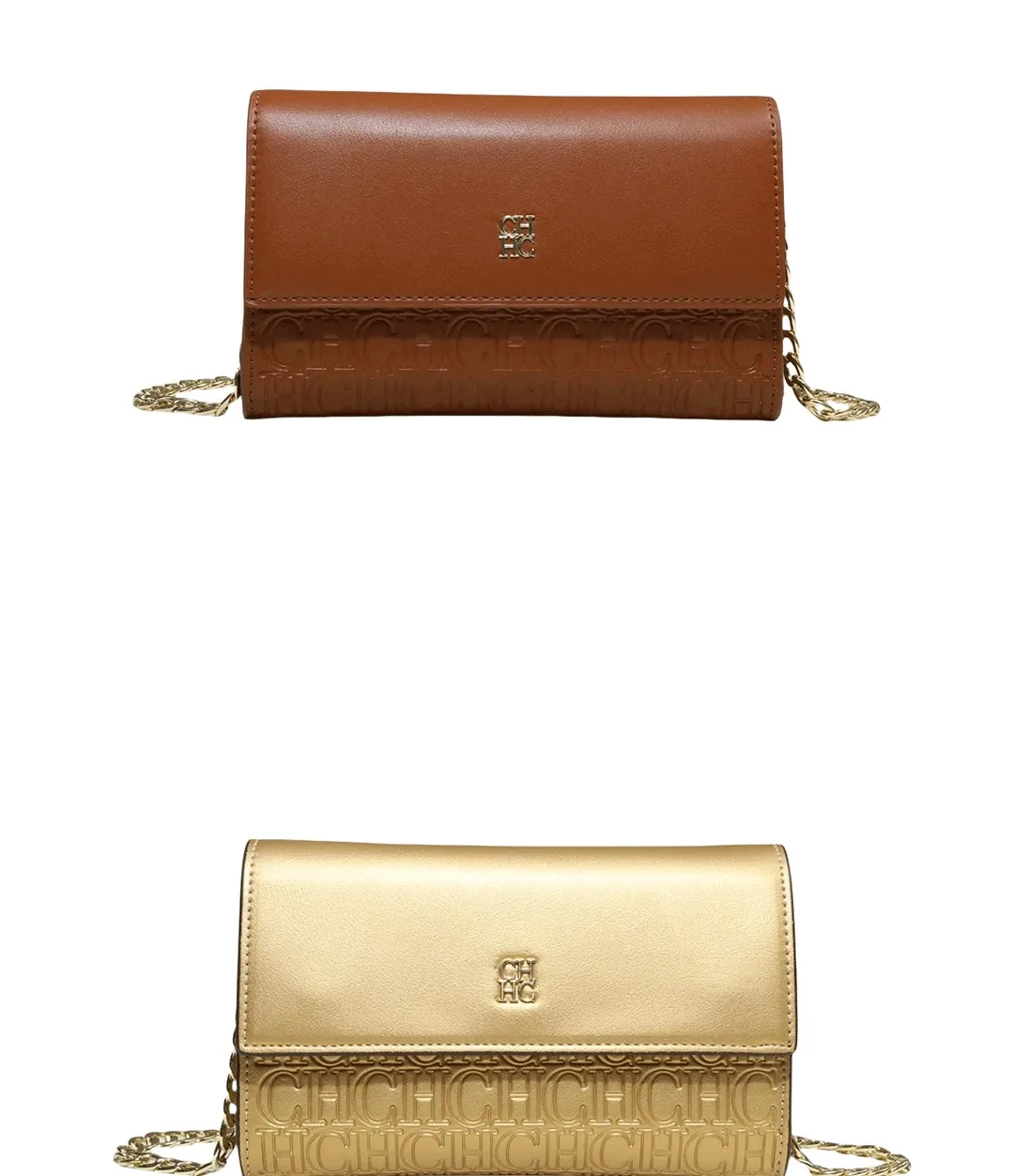 CH Damen Umhängetasche mit Buchstaben-Print und Metallkette, Schultertasche aus PU-Leder, Kleine Damen-Abendclutch, Geschenk – Detail 12