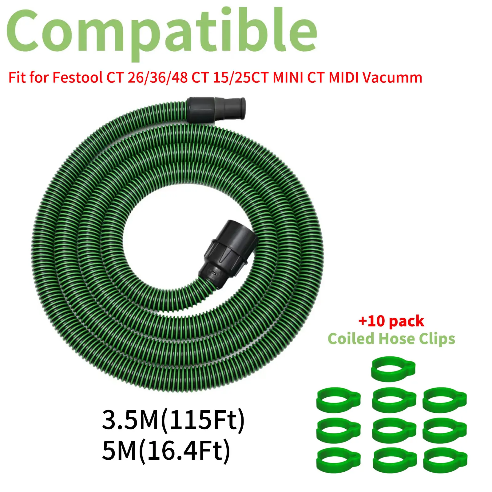 Dust Extractor Hose D27/32 For Festool Vacuum Suction Hose and Electric Dry Mill, Antistatic Threaded 3.5M 5M and Accessories