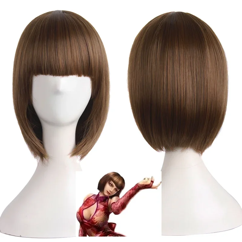 

TEK KEN 6 Anna Williams Cosplay Costume Headwear Prop Wig Brown Short Hair