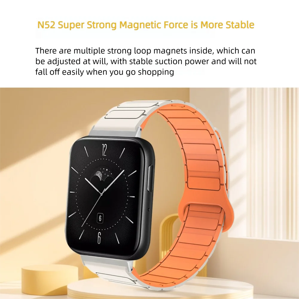 Pulsera magnética de 20mm y 22mm para reloj OPPO 3/3Pro estilo armadura de liberación rápida, correa de reloj inteligente deportivo de silicona resistente al agua Unisex