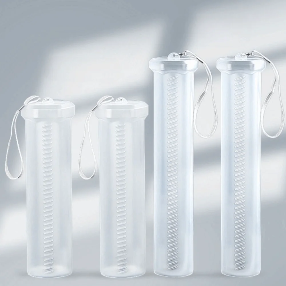 Extendable Artist Storage Tube Translucent Adjustable Length Pen Holder with Carrying Lanyard Plastic Brush Pencil Holder
