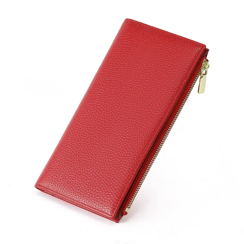 Western RFID Blocking Ultrathin Card Slot Leather Women Wallet Fashion Zipper Large Capacity Purse for Ladies