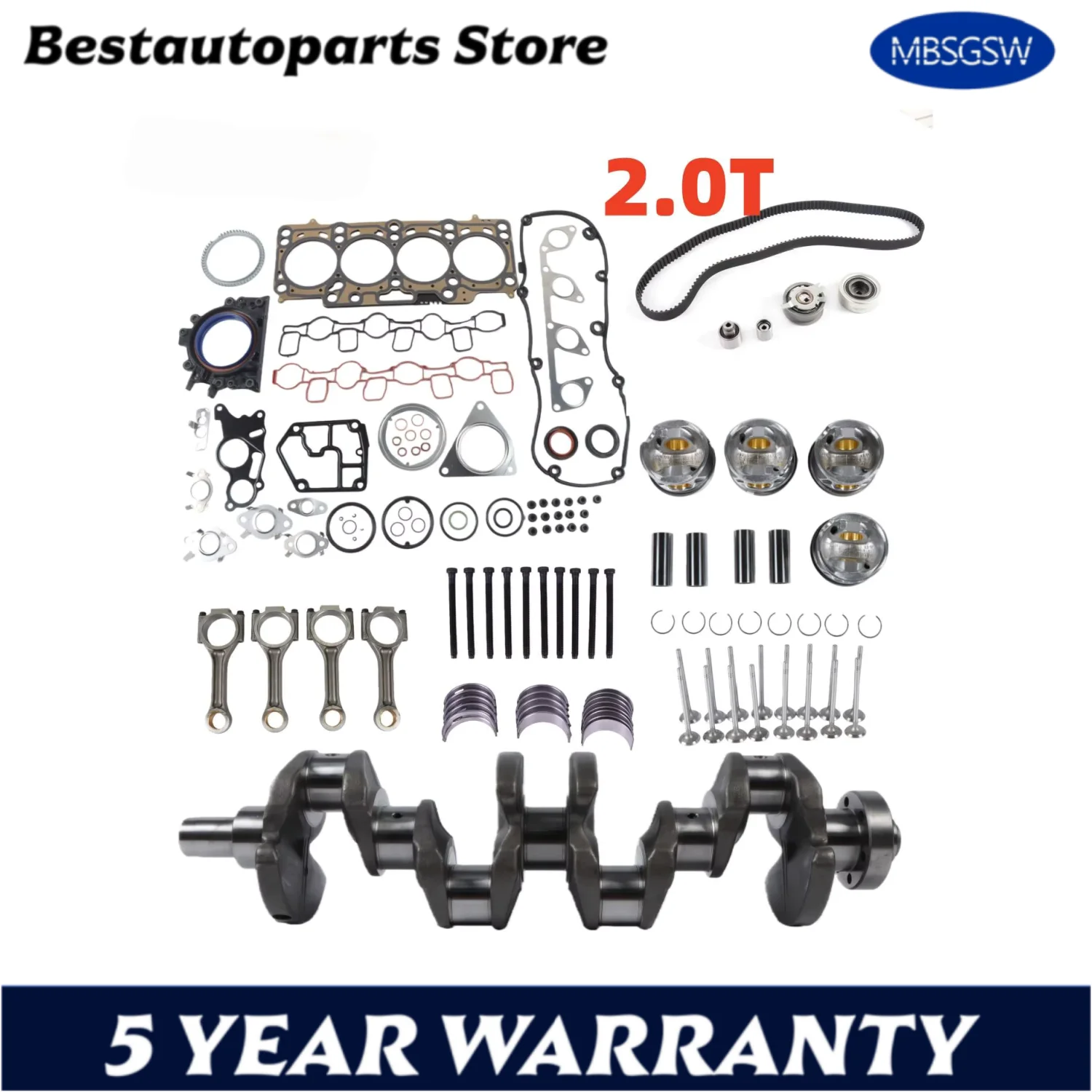 2.0TDI Enigne Overhaul Rebuilding& Piston & Bearing Kit w/ Crankshaft Rods For Volkswagen Amarok Pickup 2.0L Diesel Engine Kit