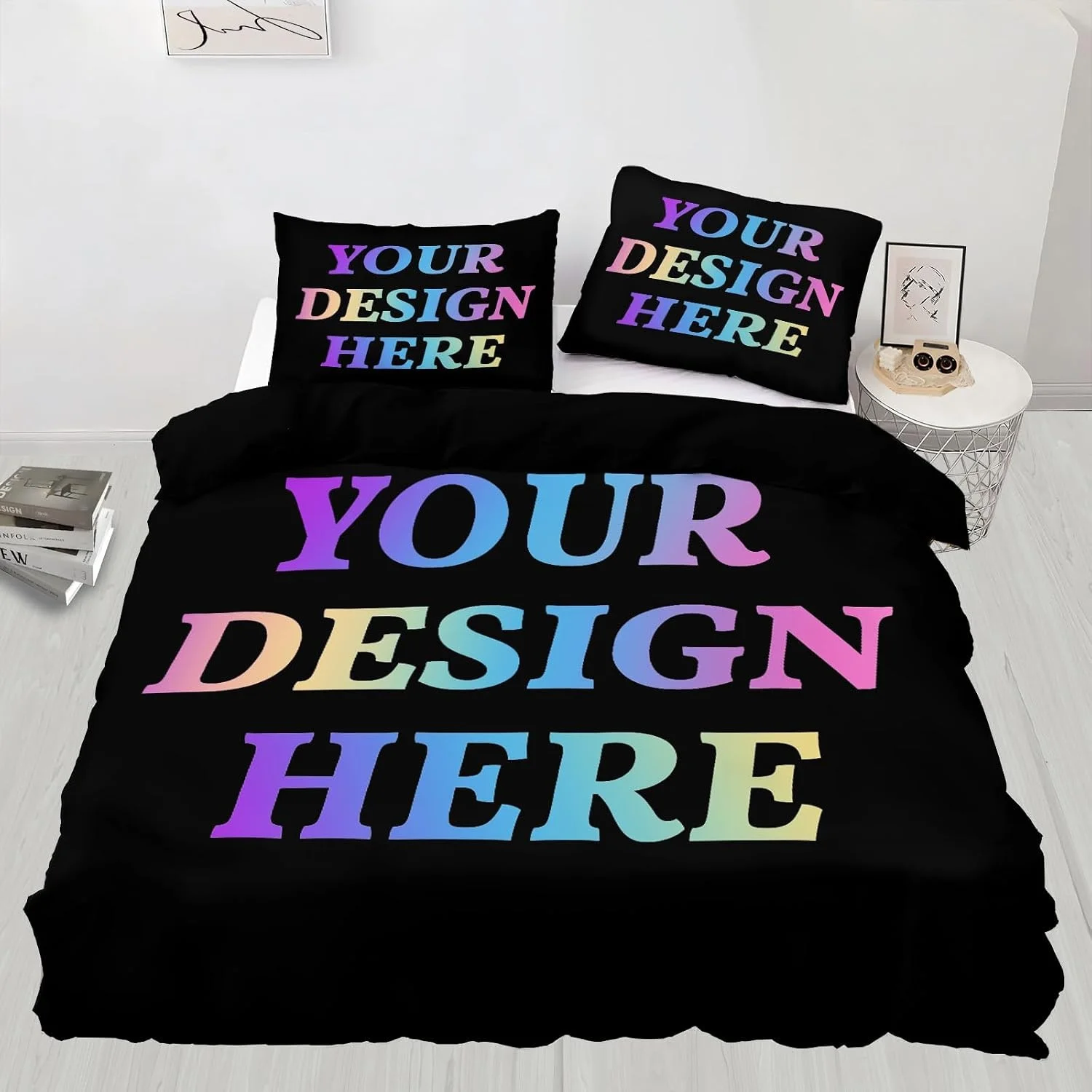 3PCS Customizable Bedding Set Personalized Design Your Design Photo Text, Custom Gift King Size Duvet Cover for Bedroom Decor