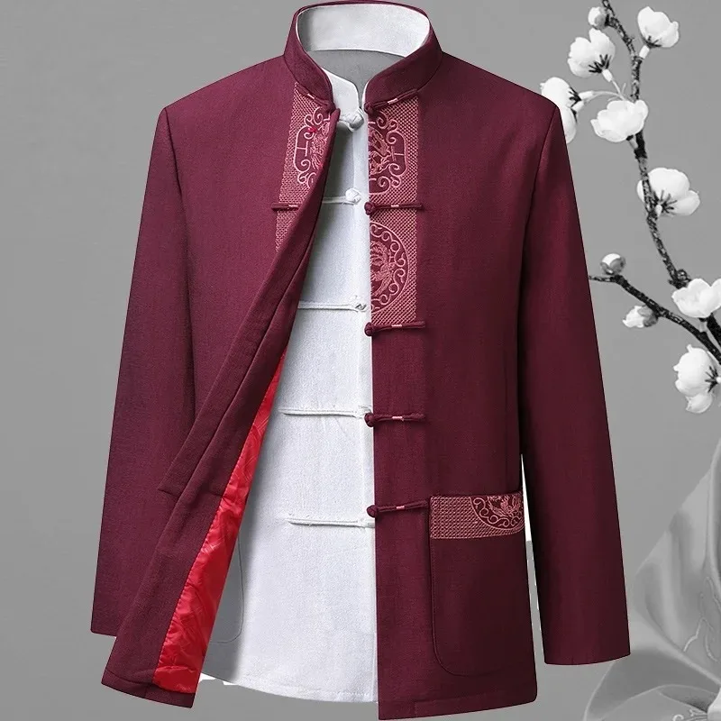 

Tang Chinese Men's Jacket Tops Chinese Traditional Clothing Kung Fu Clothing Chinese New Year Party Formal Wear Shirt Jacket