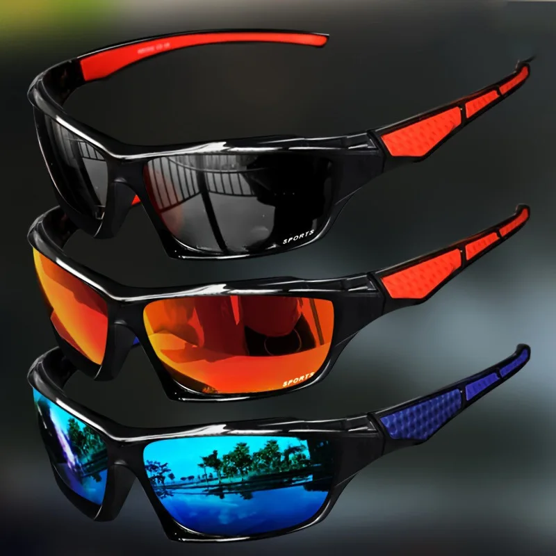 Newly Launched Popular Outdoor Cycling, Hiking and Skiing Sunglasses for Men. Fashionable and Colorful Lens Coating. Spray-painted Matte Black Sunglasses Trendy