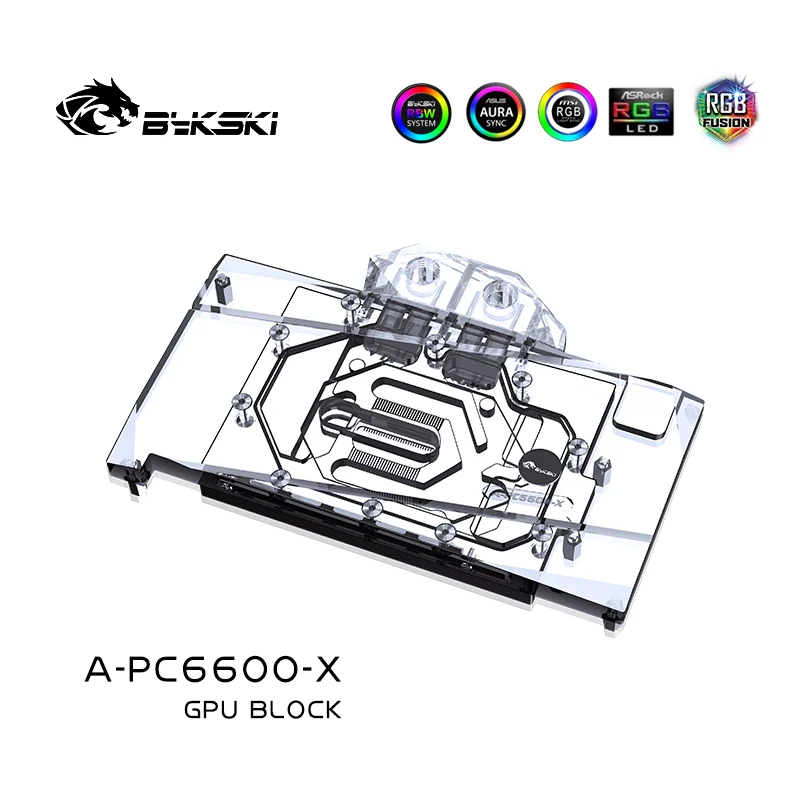 Bykski GPU كتلة الرسومات بطاقة الفيديو المياه التبريد برودة RGB غطاء كامل لوحة الظهر ل Powercolor راديون RX 6600 8 جيجابايت A-PC6600-X