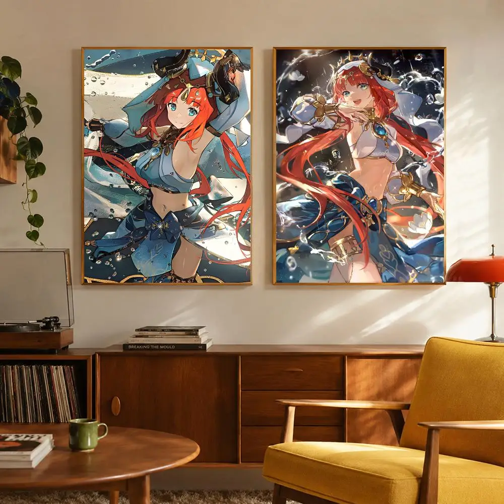 Game Character G-Genshin Impact Nilou Poster Digital Solvent Print Waterproof PP Fade-Resistant Wall Art Room Decor Gift