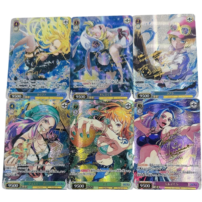 9 Sheets Flash Card One Piece Nami Boa Hancock Perona Jewelry Bonney Nico Robin Diy Action Toy Figure Anime Game Collection