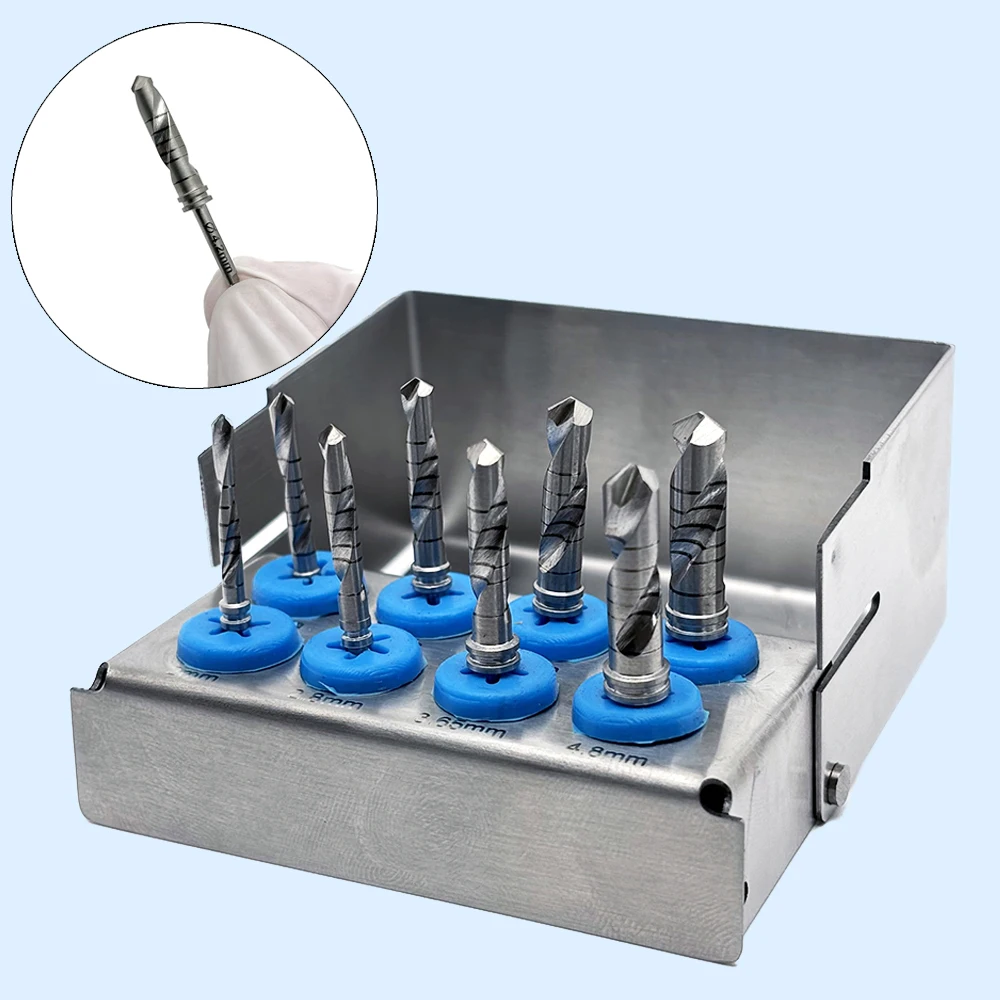 8Pcs/set Dental Implant Drills Kit Maxillary Sinus Lift Implant Kit Surgical Implant System Burs Dentist Instruments Tools