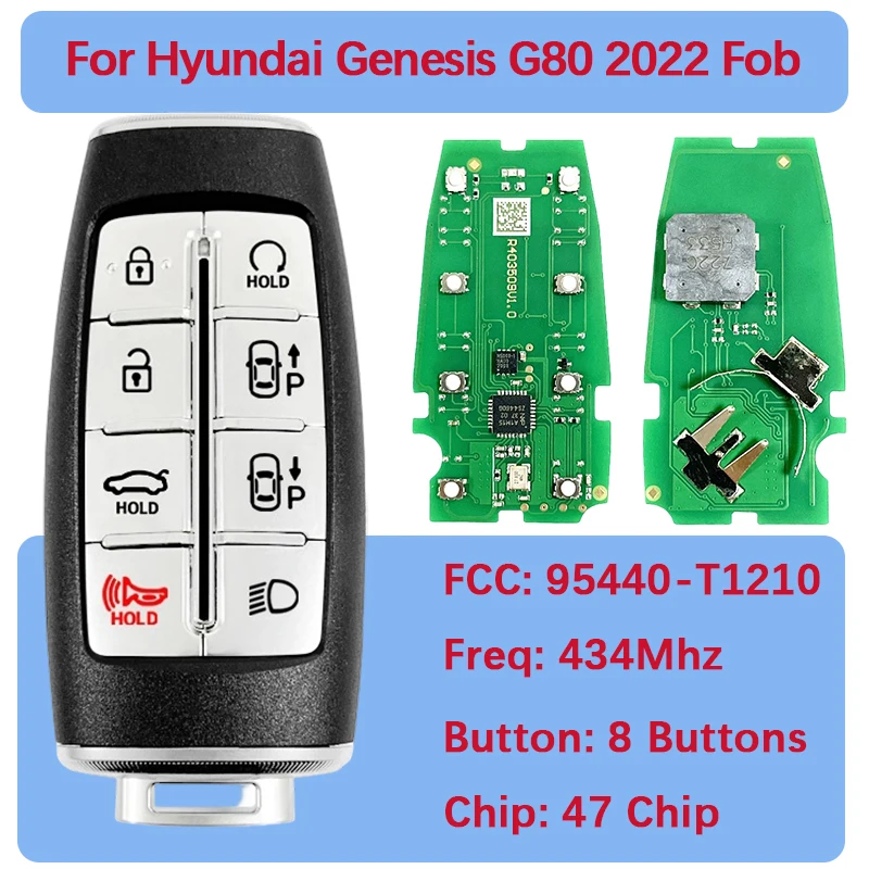 

CN020373 Послепродажный 8-кнопочный смарт-брелок Smart Key FCCID TQ8-FOB-4F36 PN 95440-T1210 ЧИП 47 433 МГц для Hyundai G80 2021