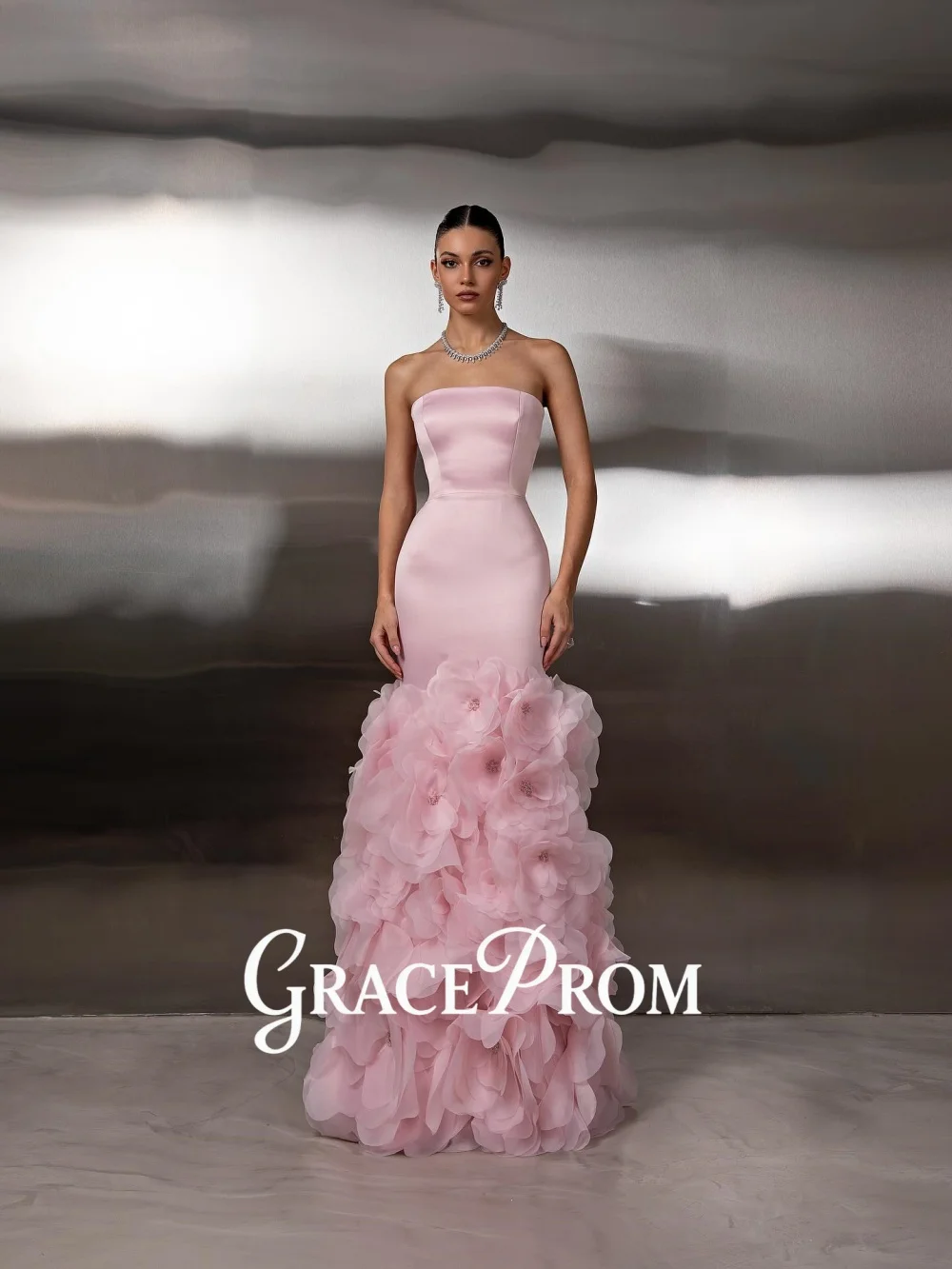 

GraceProm Flower Evening Dress 2026 Luxe Organza Carpet Gown Fashion-Forward Fitted Floor-Length Party Gown فساتين سهر