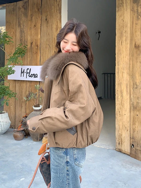 Casual of dames donsjas met warme imitatiebontkraag, slankende, veelzijdige winterjas, modieus, nieuw model 2025
