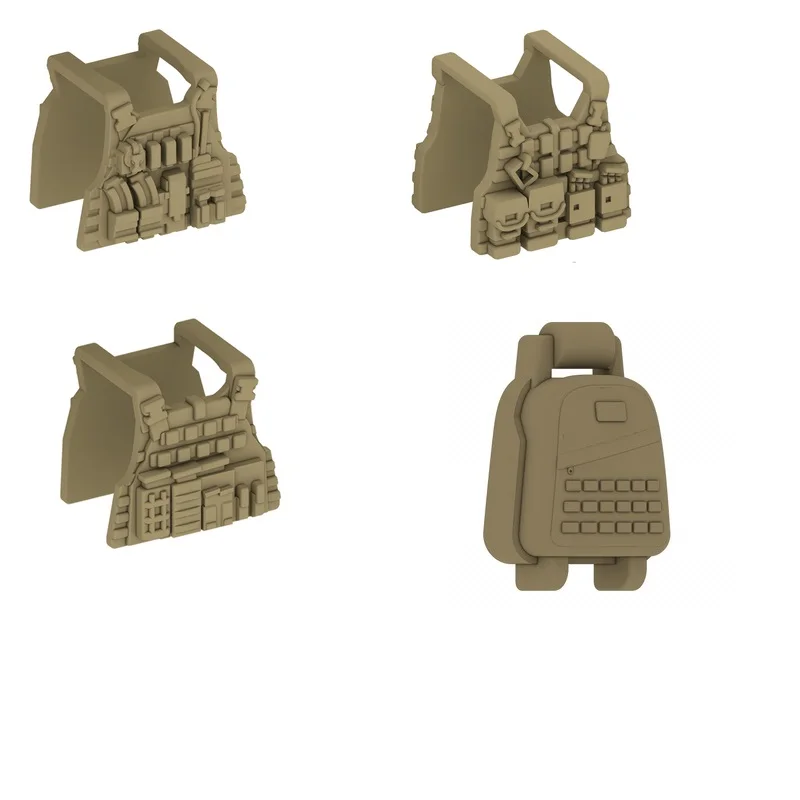 10PCS Military Weapons Tactical Vest SWAT Special Forces MOC Police City Parts Figures Accessories Building Block Brick Mini Toy