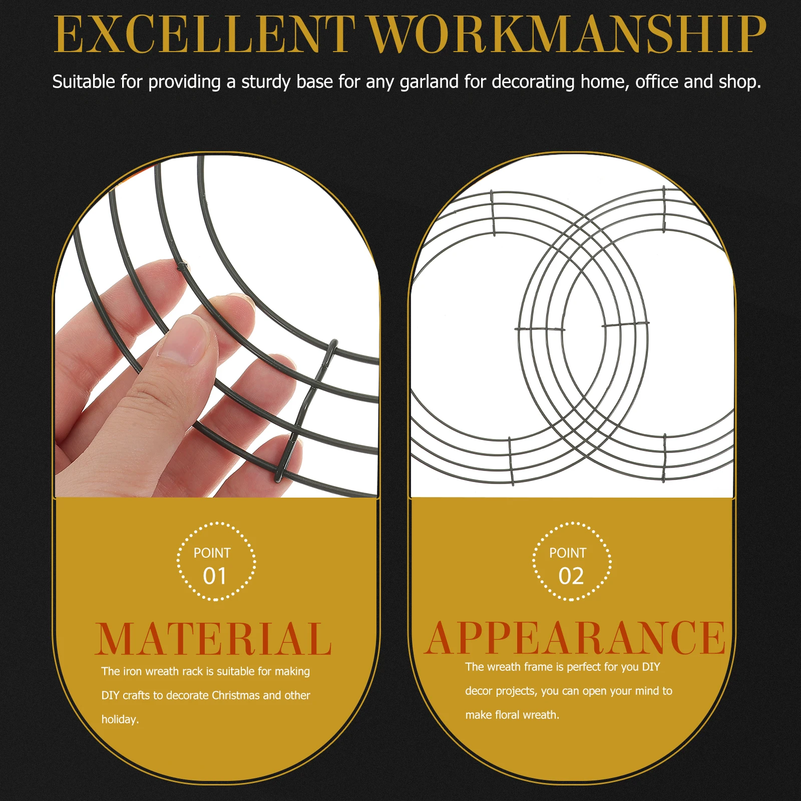 

2pcs Iron Circle Frame Wire Floral Rings Sturdy Base Diy Christmas Decor Macrame Craft Plant Hangers Garland Home Office Shop