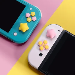 Cute Stars Silicone Soft Dpad Cross Button ABXY Key Sticker Skin Case For Switch Oled/Lite NS Joy-con Thumb Stick Grip Cap Cover