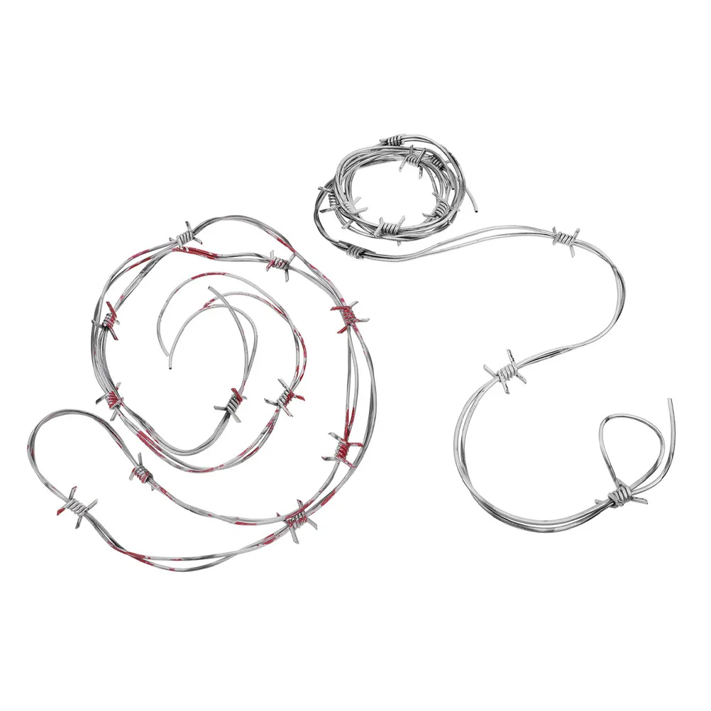 

2Pcs Iron Wire Chain Prop Halloween Barbed Wire Realistic Plastic Gothic Haunted House Decoration Prank Garland Scary