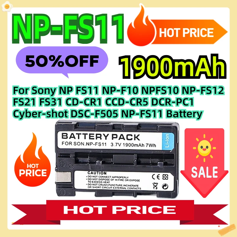 

For Sony NP FS11 NP-F10 NPFS10 NP-FS12 FS21 FS31 CD-CR1 CCD-CR5 DCR-PC1 Cyber-shot DSC-F505 1900mAh NP-FS11 Battery