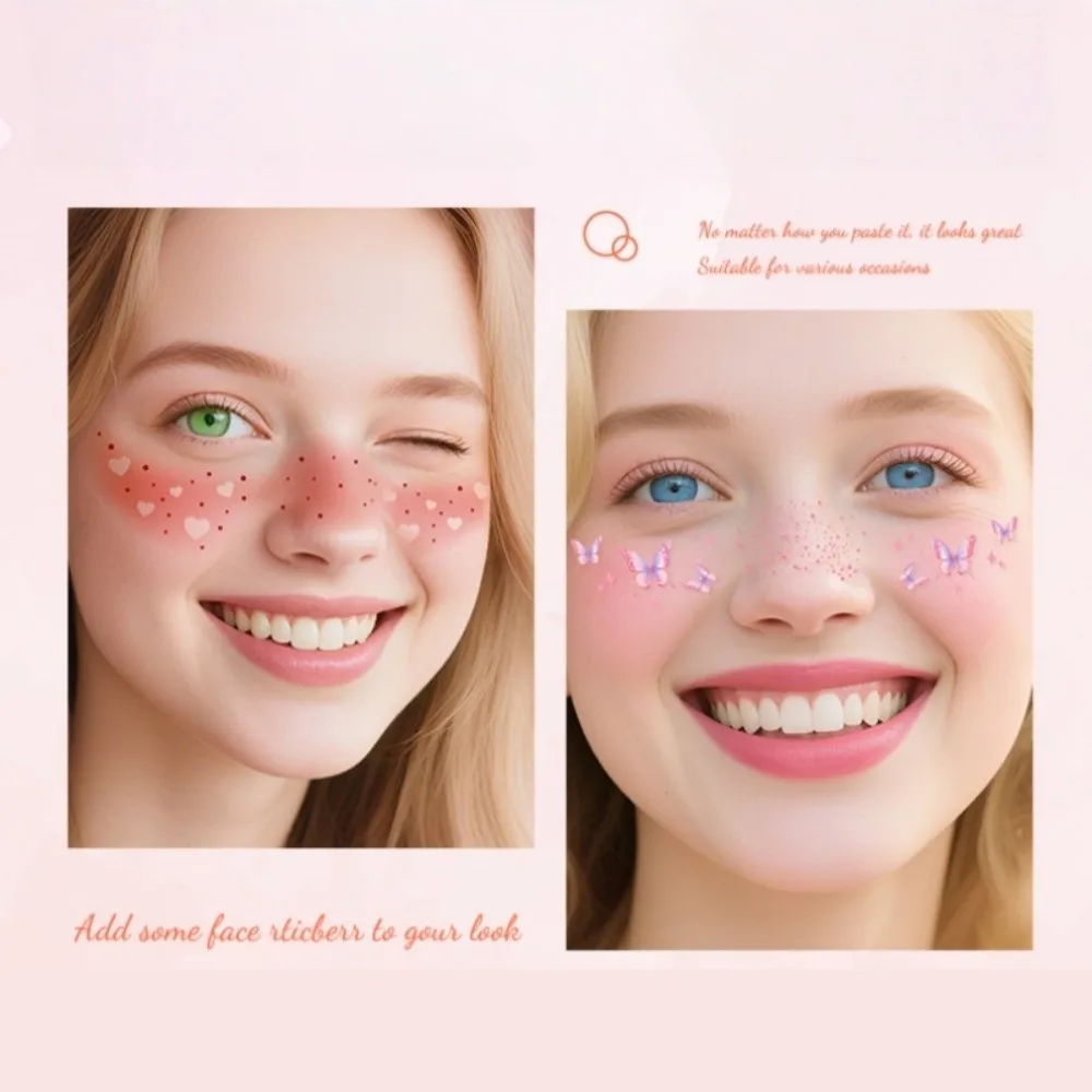 6Pcs/Set Waterproof Freckles Blush Stickers Facial Art Disposable Face Temporary Tattoos Long Lasting Makeup Stickers