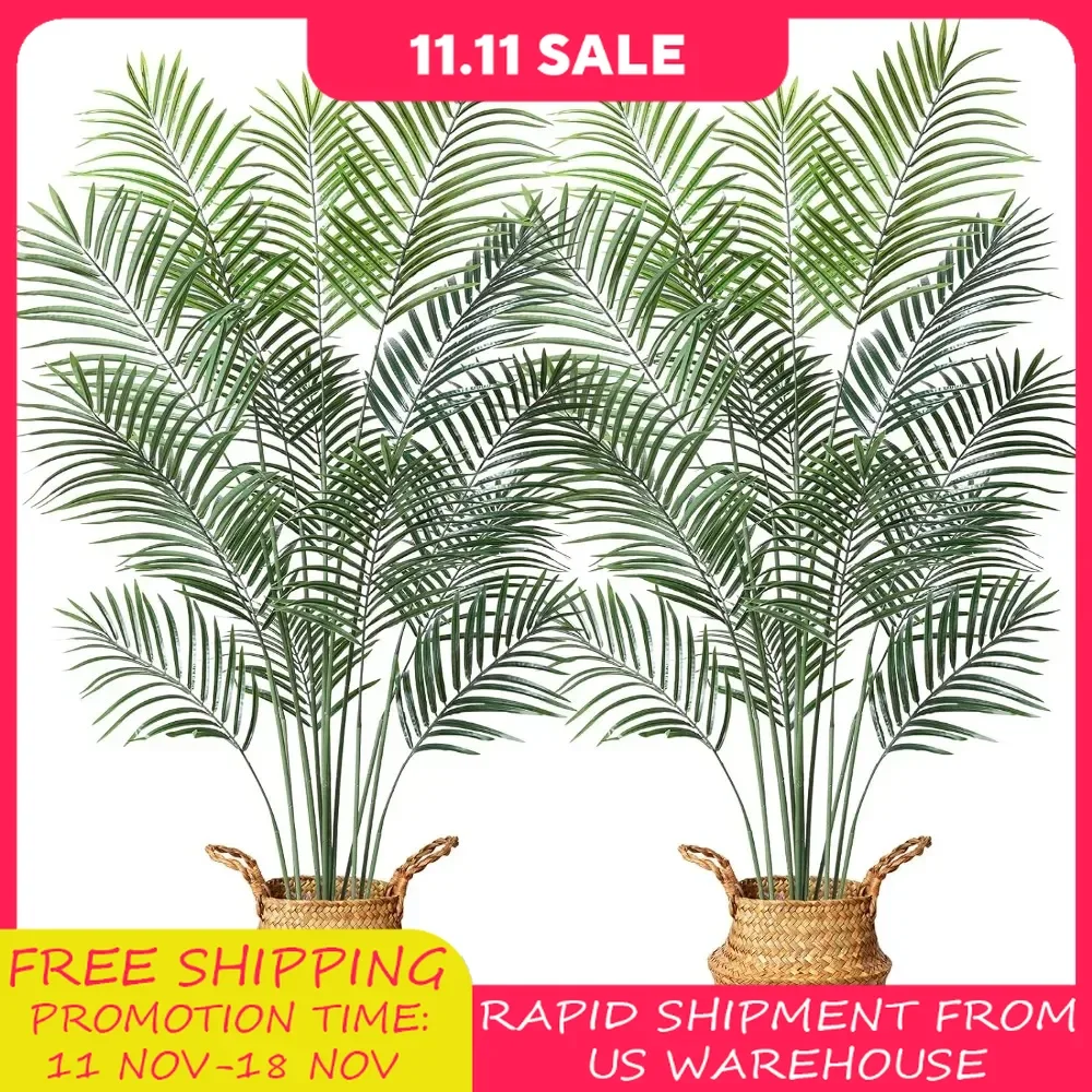 Artificial Areca Palm Tree Fake Tropical Palm Plant and Handmade Seagrass Basket, FauxPlants for Entryway Modern Decor Home