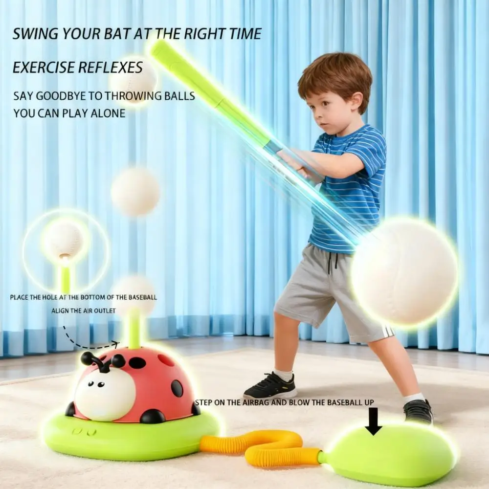 4-in-1 Sports Ladybug Toy: Baseball, Musical Jump, Ring Toss, 3-Foam-Rocket, Remote Gift for Kids 3+; Indoor/Outdoor.