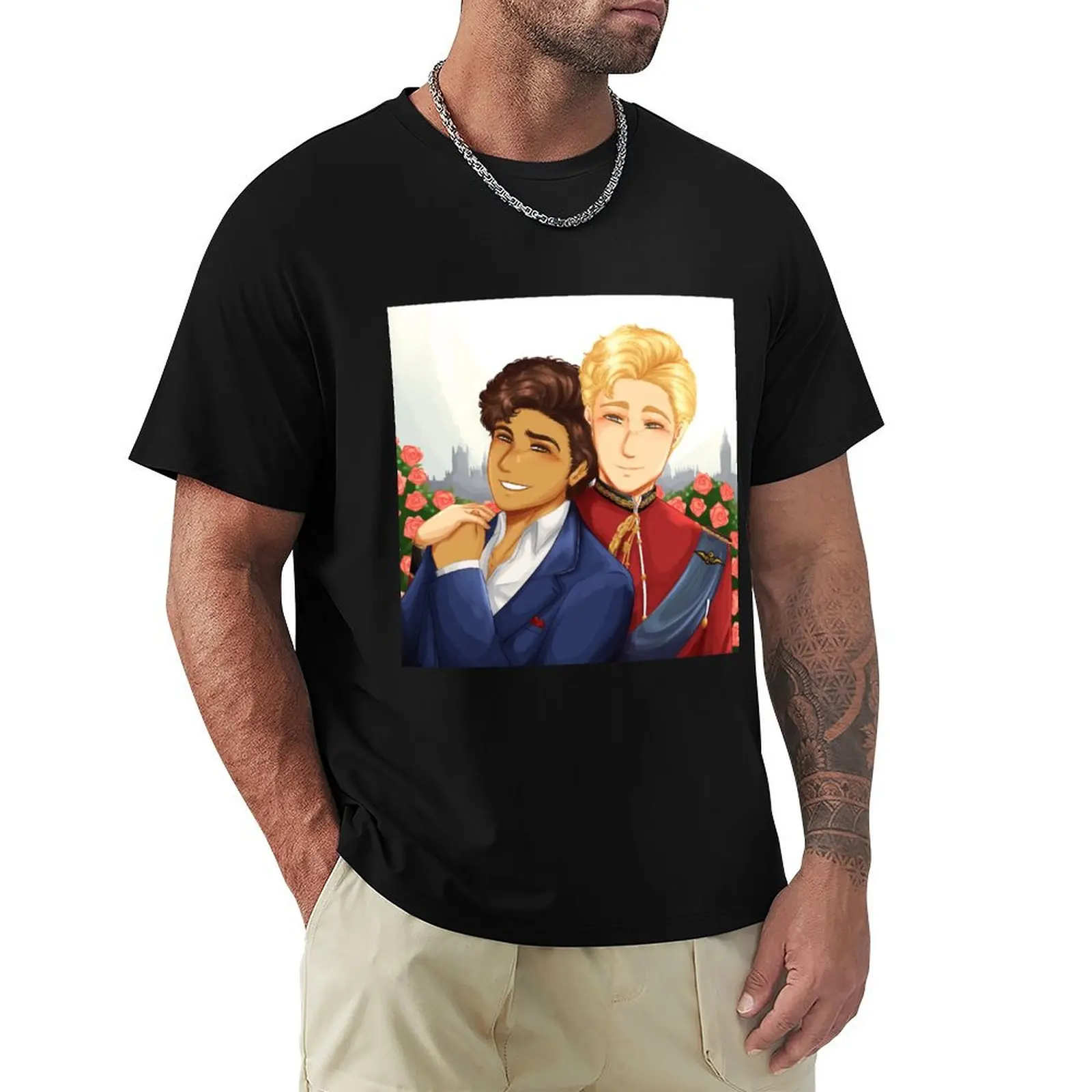 Red White and Royal Blue T-Shirt Simple Casual Short Sleeve Cotton T-Shirt