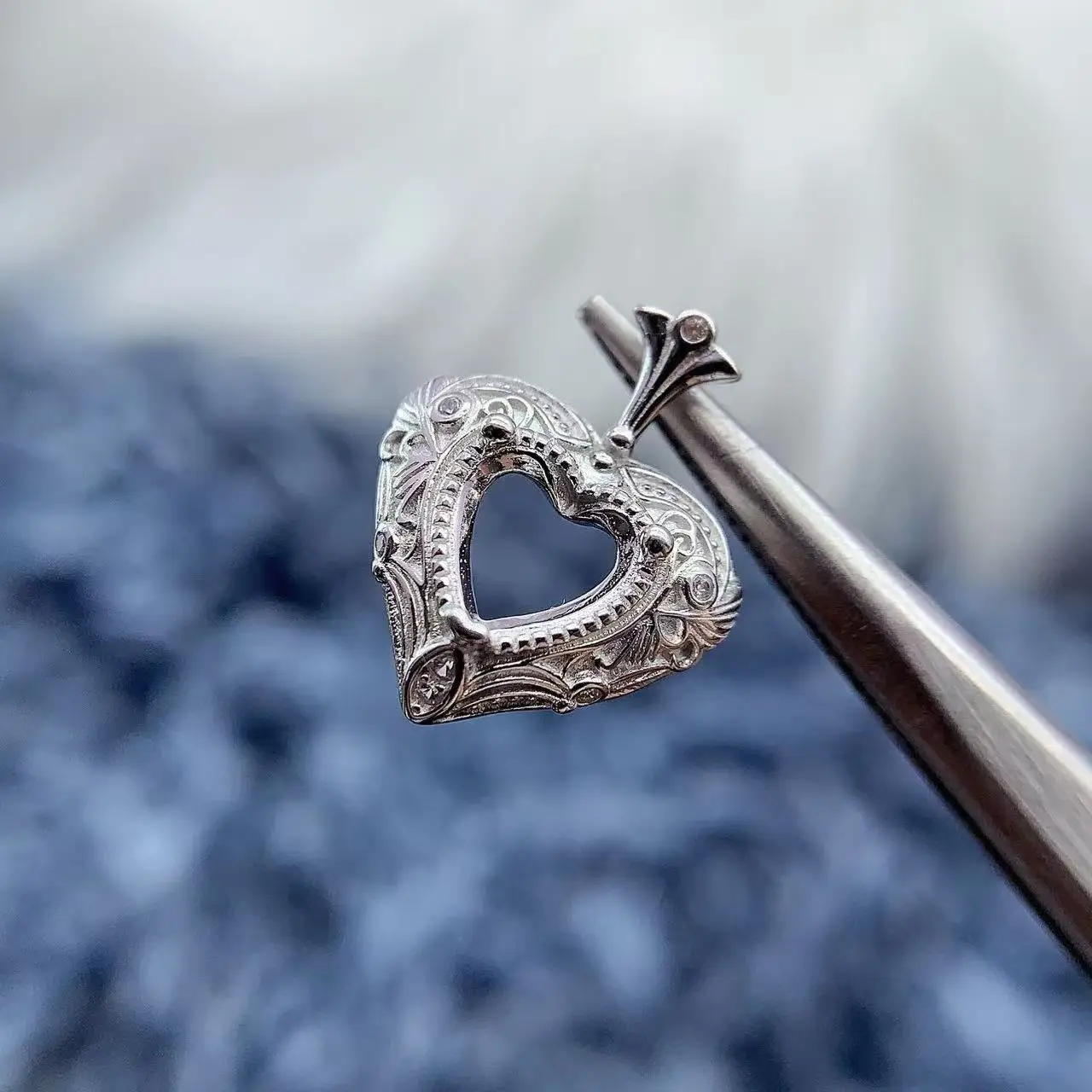 

MeiBaPJ Inlay Heart Shaped 6*6mm Stone S925 Sterling Silver DIY Pendant Setting Womens Gift Fine Fashion Charm Jewelry Wholesale
