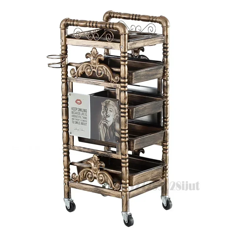 Beauty Stroller, Hair Dyeing Salon Tool Cart, Five-layer Barber Shop Cabinet, Mobile Salon Organizer