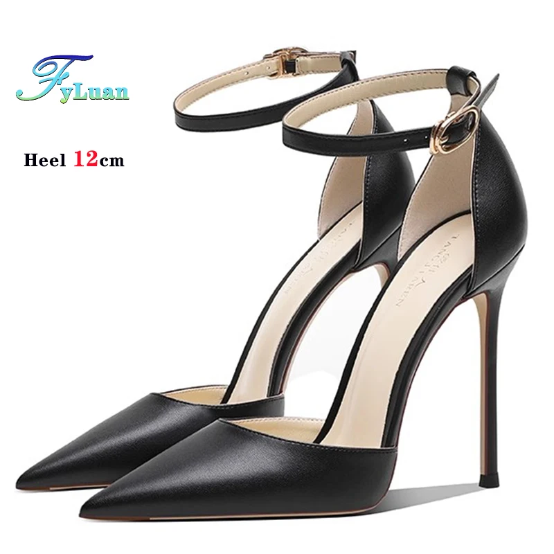 

Soft Sheepskin Summer Shoes For Women 2026 Fashion Pointy 6CM 8CM 10CM 12CM Thin High Heels Sexy Cover Heel Buckle Strap Sandals