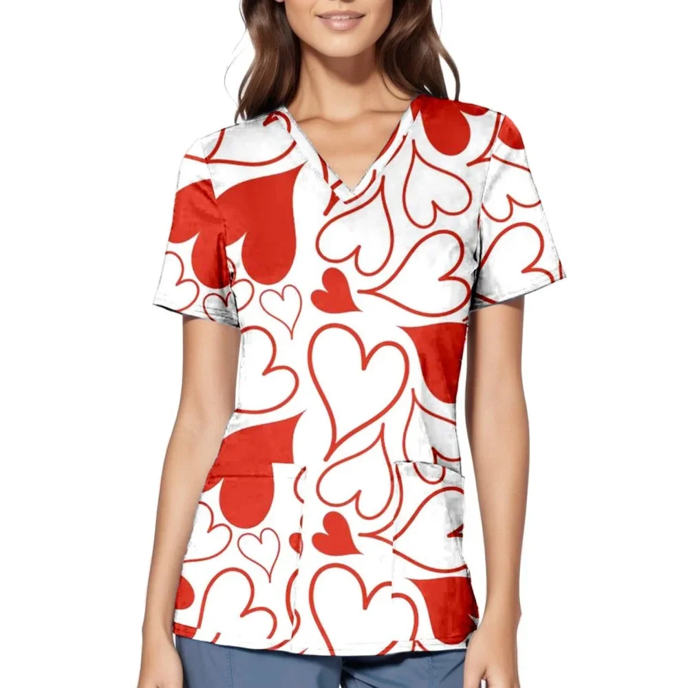 Хирургическая униформа, женская летняя модная летняя модная униформа с v-образным вырезом для медсестры, повседневная женская медицинская форма с накладным карманом и короткими рукавами