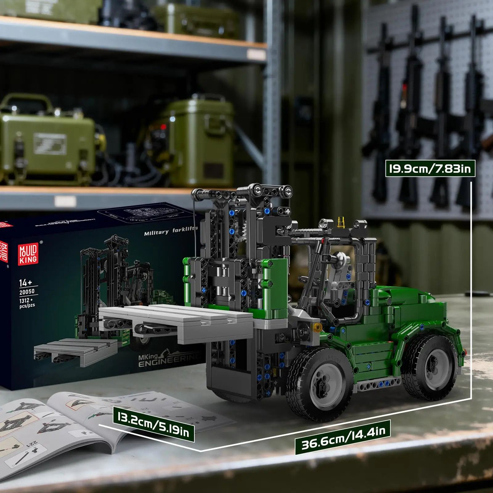 ألعاب سيارات تقنية من مولد كينج 20050 مكعبات بناء شوكية عسكرية RC 1312 قطعة شاحنات تجميع نموذج الطوب مجموعة هدايا للأطفال #6