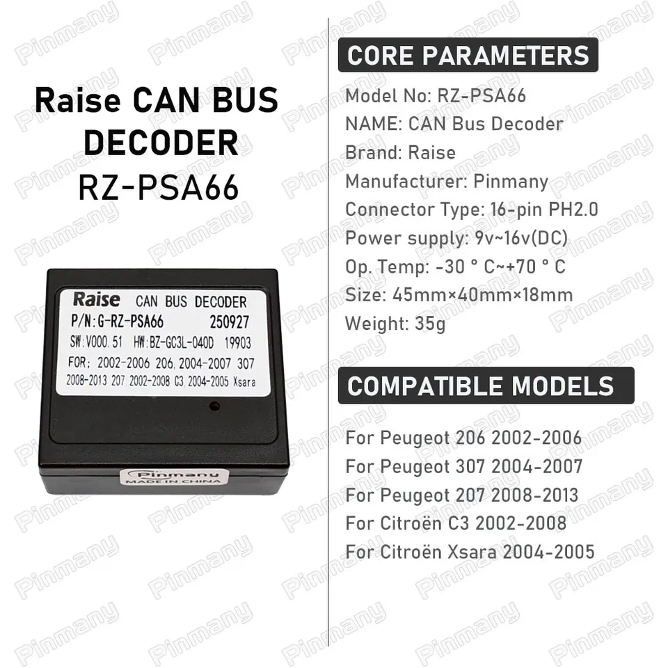 CAN Bus Decoder G-RZ-PAS66 16-Pin Black Box Car Radio Adapter for