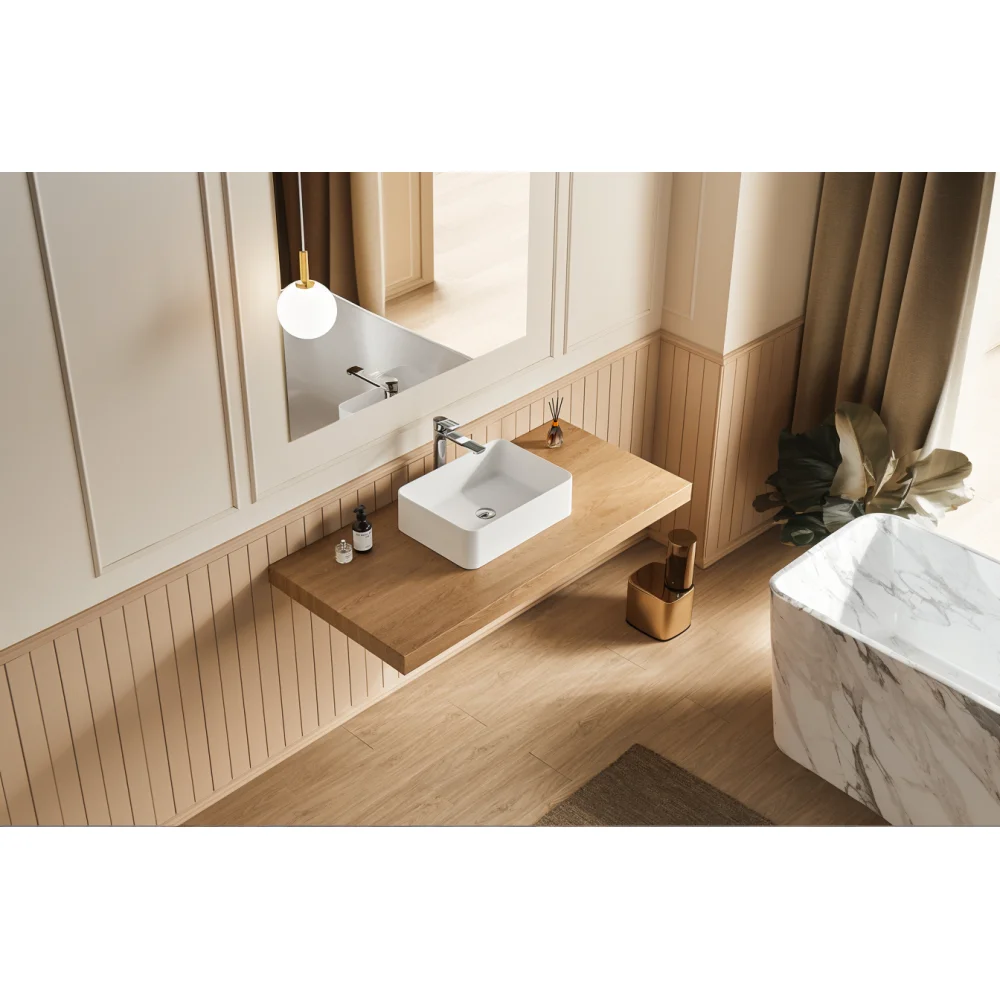 Lavabo da bagno con superficie solida da 20" x 14" in bianco opaco