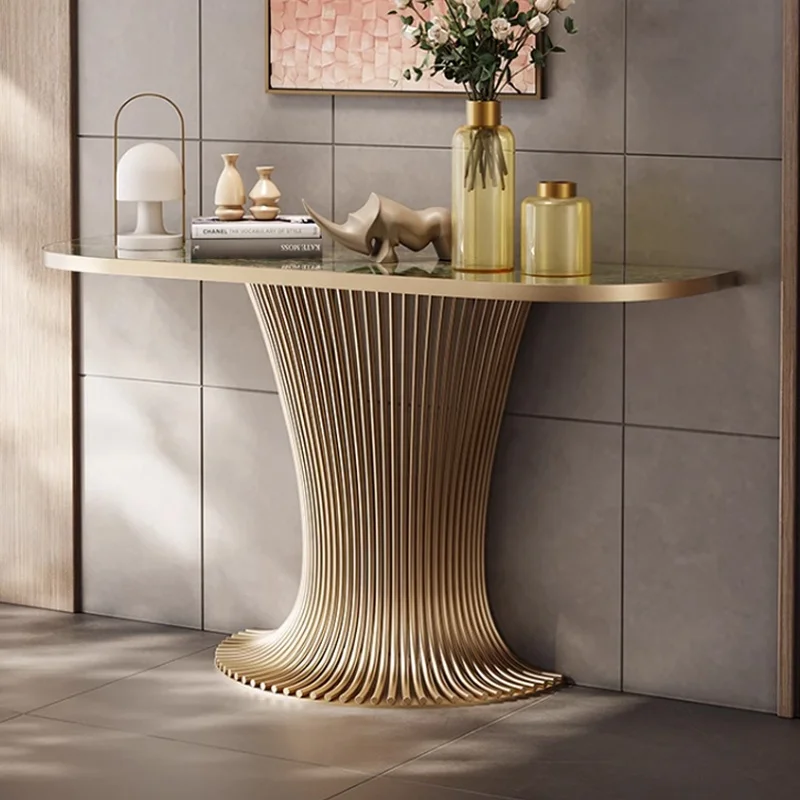 xk-Modern Living Room Stainless Steel High-grade Corridor Decoration Cabinet Stainless Steel Rock Plate Porch Table Side Table）