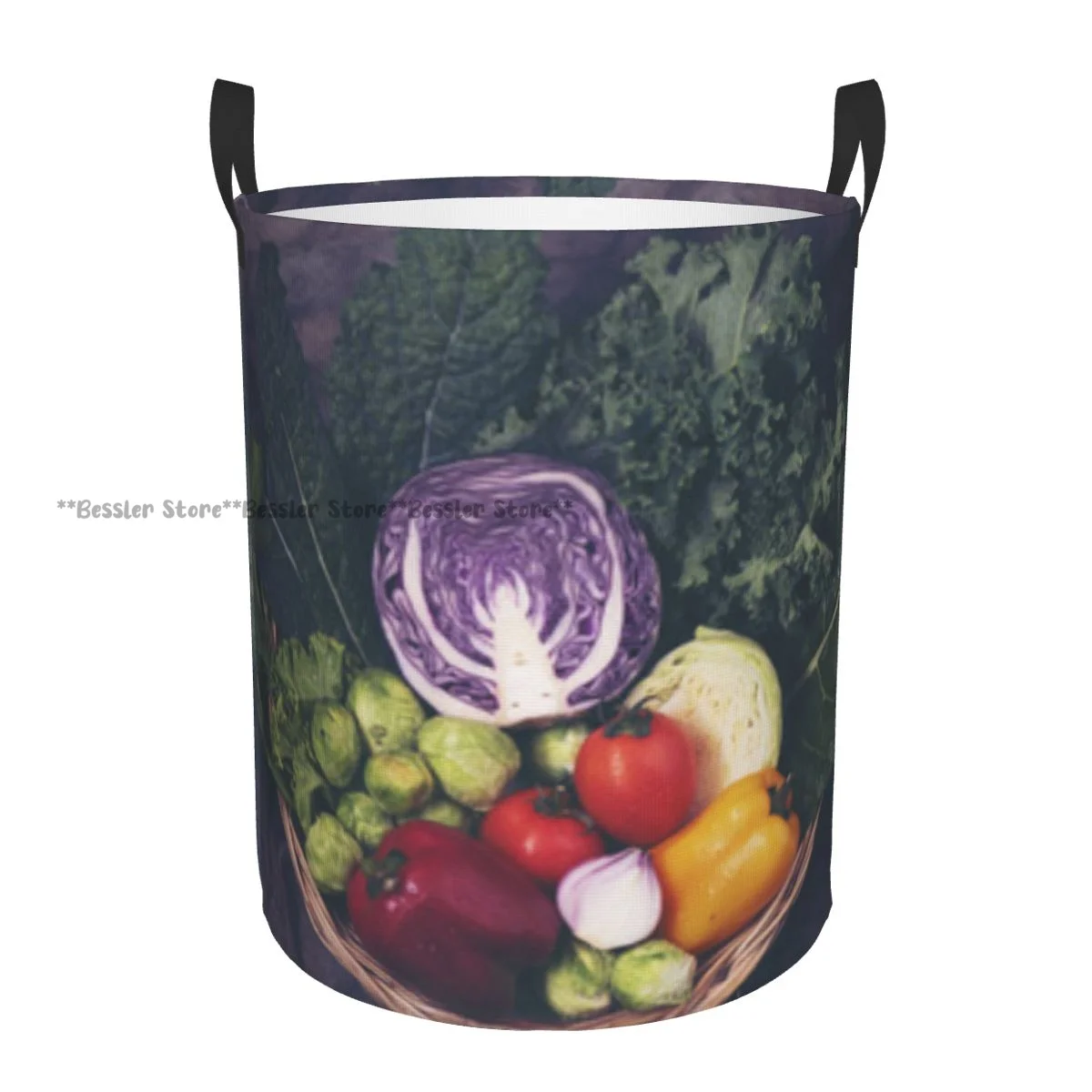 

Colorful Vegetables Waterproof Storage Bag Household Dirty Laundry Basket Folding Clothes Organizer