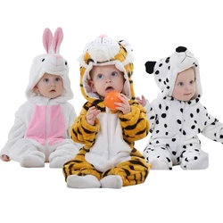 Baby Kigurumi Boy 0 to 3 6 9 12 18 24 Months Winter Flannel Warm Toddler Girl Jumpsuits 1 2 3 4 Years Bodysuits Bunny Costumes