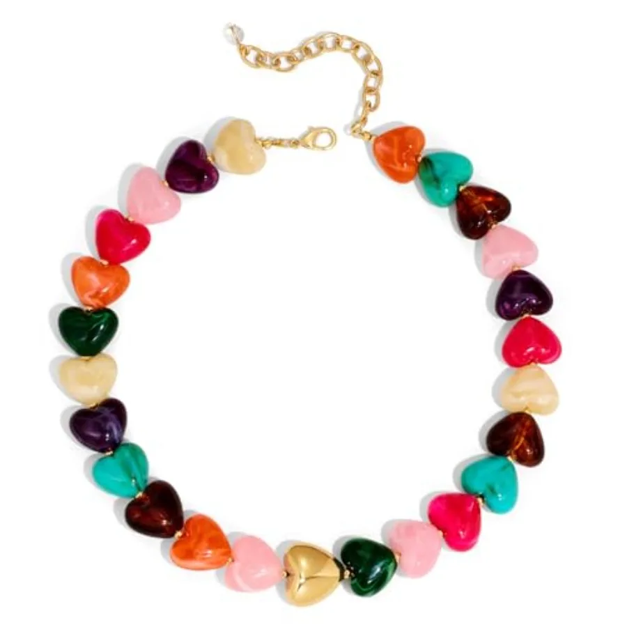 

Chunky Colorful Beaded Choker Necklace for Women - Summer Beach Round Resin Beads Necklace, Trendy Statement Summer Beach Jewel