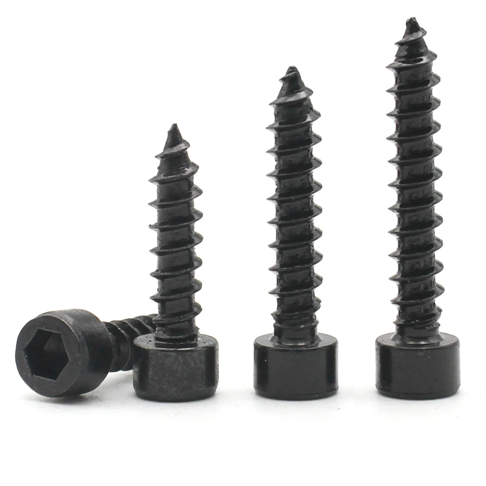 10-50 Uds Grade8.8 acero al carbono negro M1.7 M2 M2.2 M2.3 M2.5 M2.6 M3 M3.5 M4 M5 cabeza hueca hexagonal tornillos modelo autorroscantes