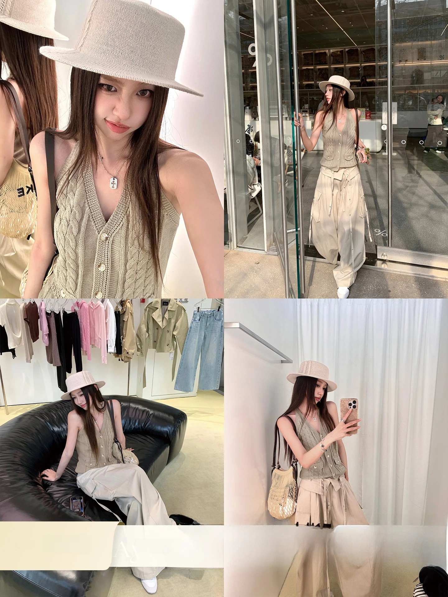 

Retro Knitted Neck Hanging Strap Old Money Style Twist V-neck Sweater Vest Women Okaaay RL Intellectual Spring 2026