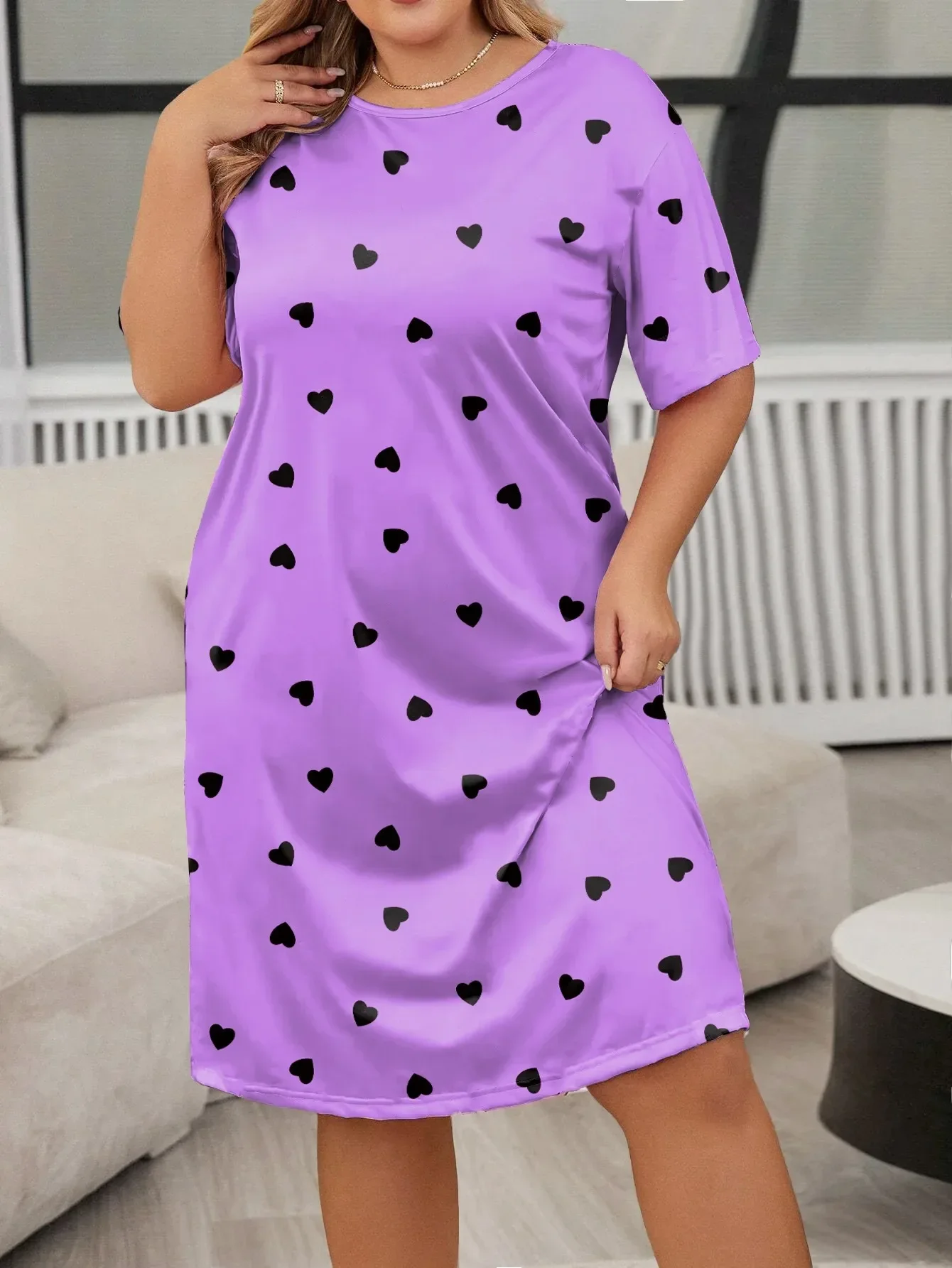 Vestido informal de talla grande con estampado de leopardo para mujer, vestidos de manga corta hasta la rodilla para verano y primavera, vestidos holgados elegantes a la moda para mujer 4XL 5XL