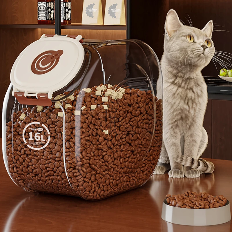 5/10 كجم سعة كبيرة حاوية تخزين طعام القطط الكلب محكم الغلق شفافة صندوق طعام القطط الجاف مع كوب مستلزمات الحيوانات الأليفة
