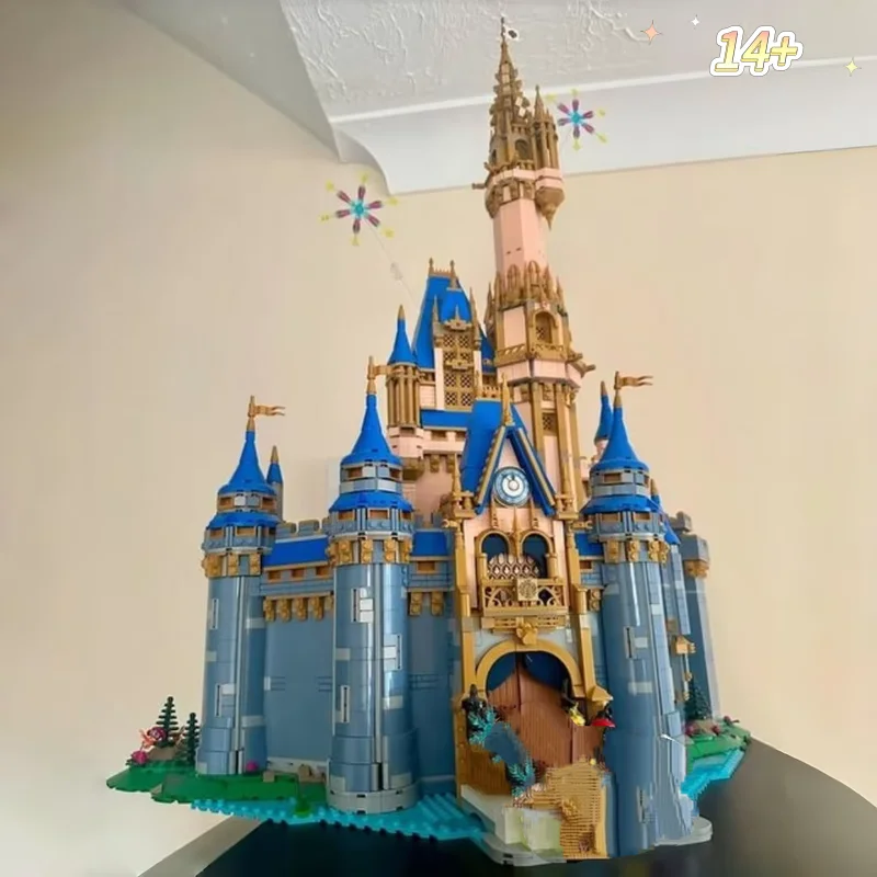 In Stock 4837pcs Large Castle Blue Yellow Architectural Building Blocks Assembly Display Models Collector Edition Birthday Gifts - view 6