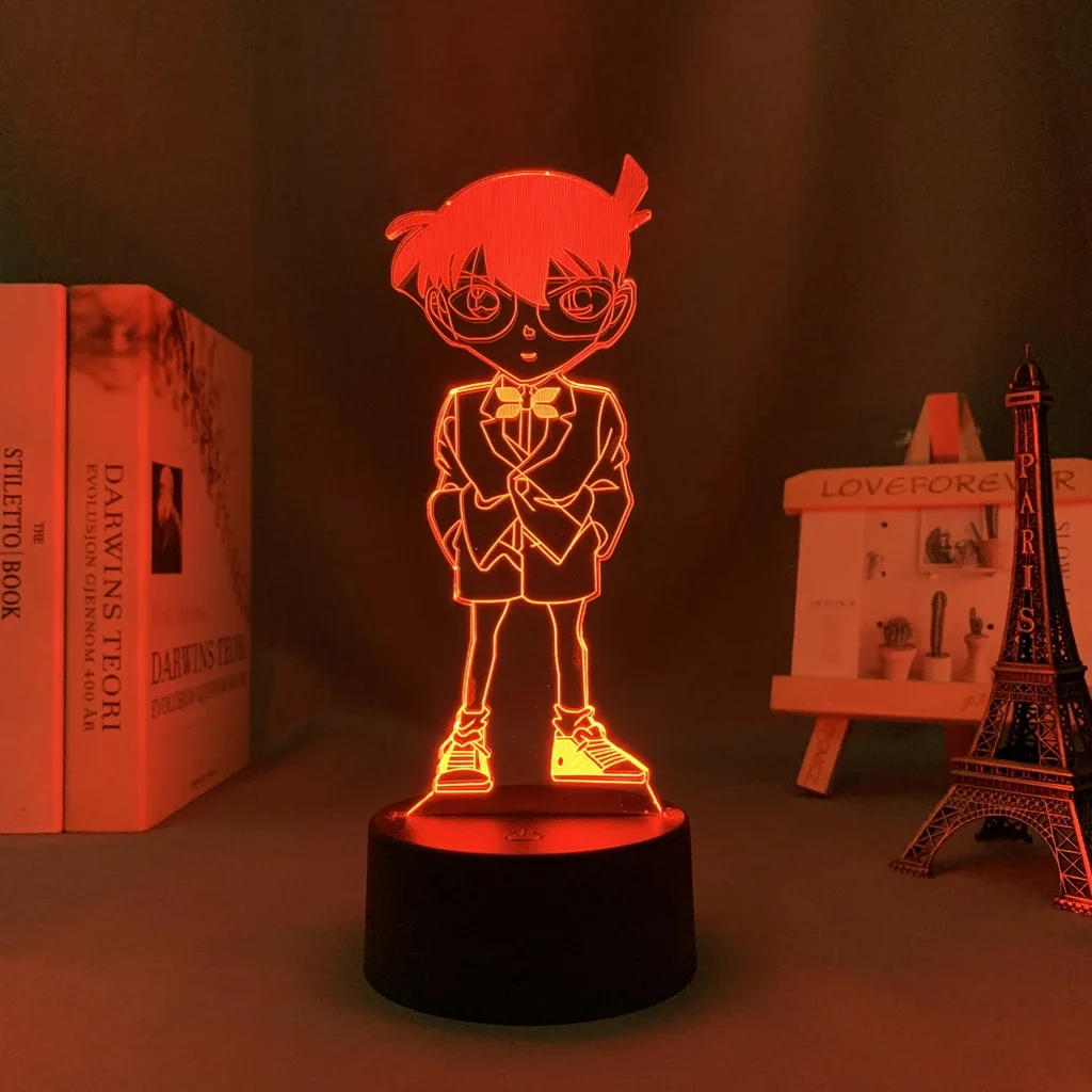 Casing lampu 3d Anime tertutup untuk dekorasi kamar tidur lampu malam dekorasi kamar hadiah Manga lampu malam Led samping tempat tidur deteksi Conan