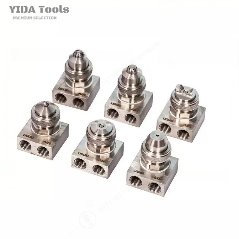 YIDA Stainless Steel Two-fluid Air Water Mixing Nozzle, Adjustable Pressure Wide Angle Fan Dust Removal Atomizing Nozzle