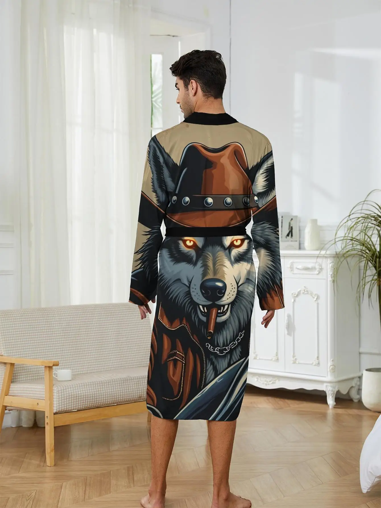 1pcs Men's Robes 2026 Spring/Summer Bathrobe man Polyester Graphic 3D Printed robe Men's pajamas nightie for men Robe man