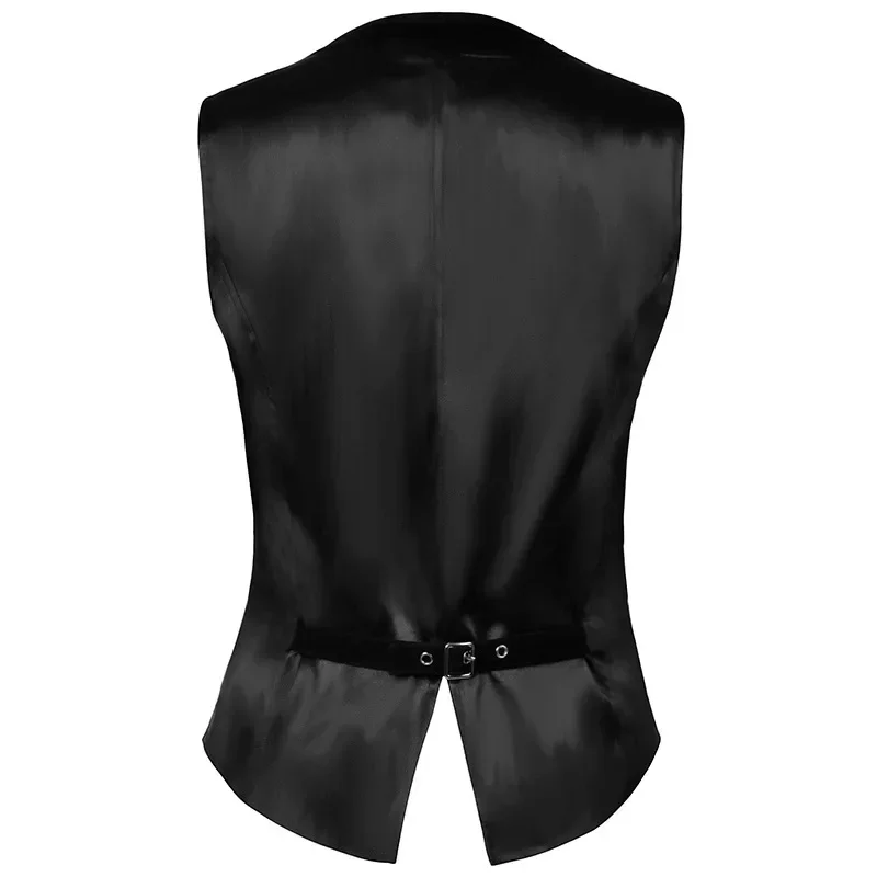 Gilet da sposa da uomo in seta Set di cravatte senza maniche Gilet occidentale Giacca Cravatta Gemelli Hanky Gilet Steampunk nero Costume medievale