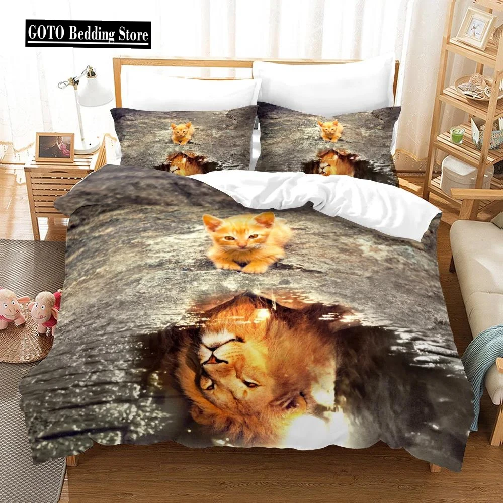 

100% High quality Brushed Home Textile Quilt Cover Bed Comforters Set 3d Animals Lions, Pandas, Wolfs ropa de cama king size