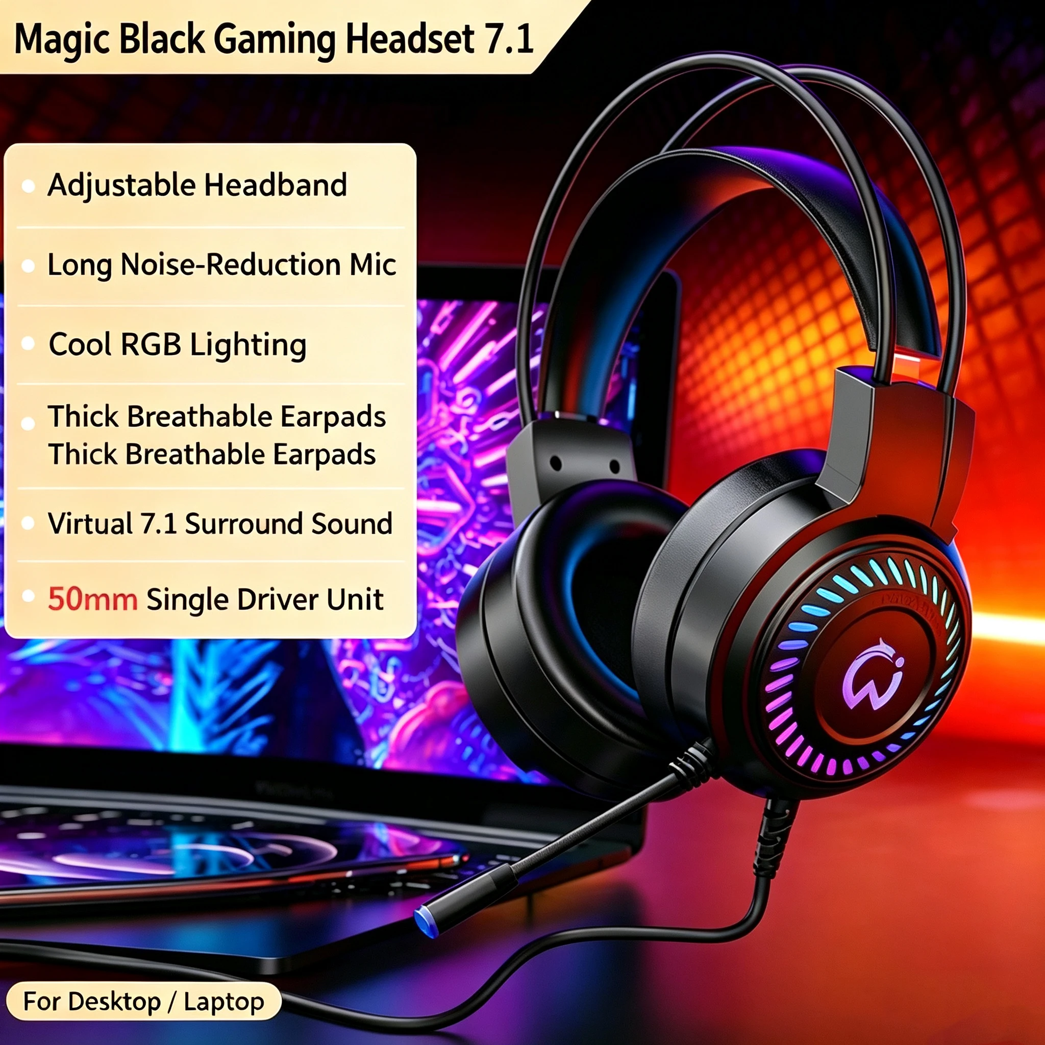 ゲーミングヘッドセット 7.1バーチャルサラウンドサウンド、 - Gaming Console Vr Headset のレビューと価格