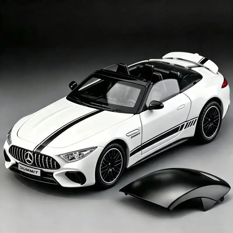 1:24 SL63 Legierungs-Luxus-Sportwagenmodell, Druckguss-Metall-Roadster, Rennwagen-Modell mit Simulations-Sound und -Licht, Geschenk für Kinder