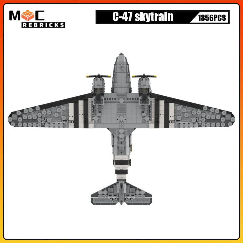 WW2 C-47 Skytrain Military Transport Aircraft Building Block Technology Assembly Model DIY Plane Collection Kit Bricks Toys Gift